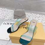 Fendi First Dark Green Transparent Medium-Heeled Sandals For Women