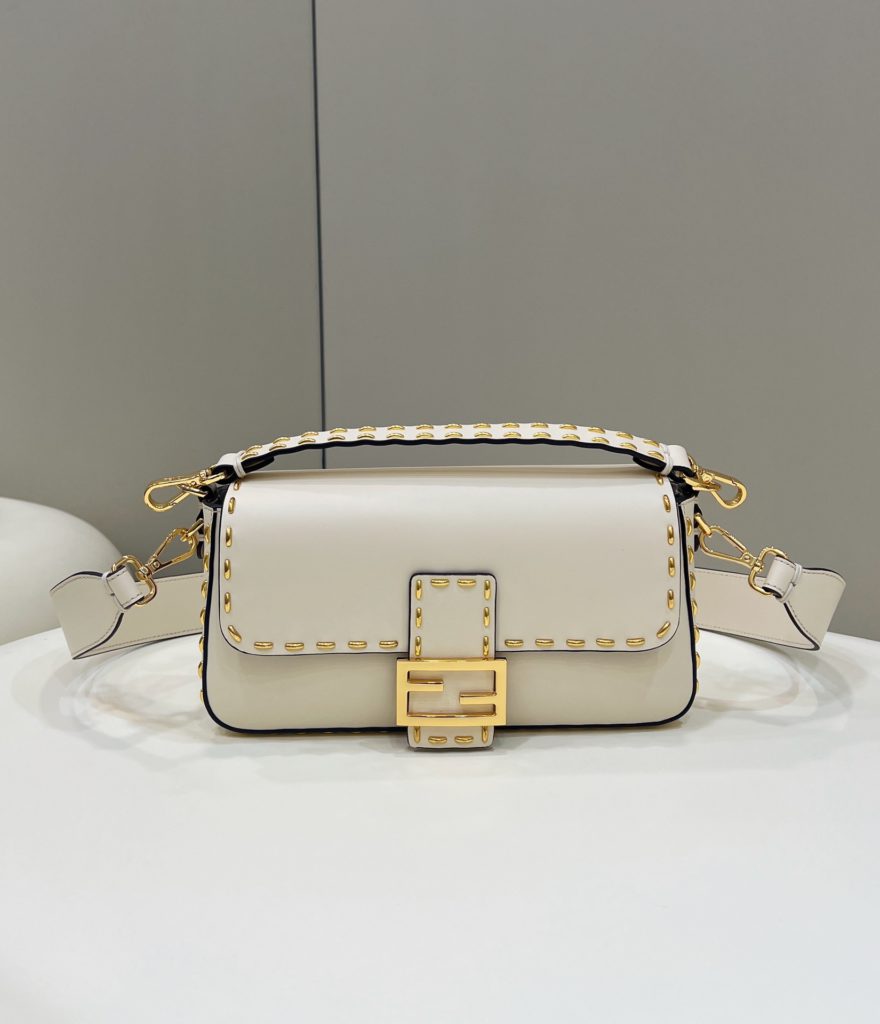 Fendi Mon Baguette Medium White Bag For Woman 28cm/11in 8BR600AHMQF1FIR