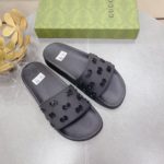 Gucci Women's Rubber GG Slide Sandals Black For Women ‎573922 JDR00 1000