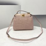 Fendi Peekaboo Mini Pale Pink Braided Bag For Woman 18cm/7in