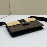Fendi Baguette Pouch Brown fabric Black Pouch For Woman 16cm/6in