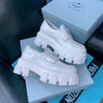Prada Monolith Brushed Loafers White For Women 2.4in/60mm PRD 2DE129_B4L_F0009