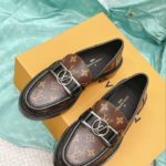 Louis Vuitton Women's Academy Loafer Silver Toned Hardware Brown For Women LV