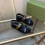 Gucci Women's Tiger And Buckle Sandal Black For Women GG