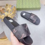 Gucci Women's GG Supreme Slide Tiger Black For Women 407345 G0K00 1084