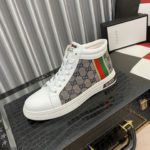 Gucci Men's GG Ace High Top Sneaker With Web White And Gray For Men