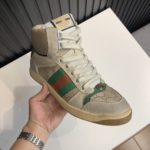 Gucci Men's GG Screener Distressed High Top Off-White Green For Men 563730 9Y9P0 9661