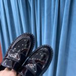 Prada Chocolate Sharp Brushed Pointed Loafers Black For Women 1.6in/40mm PRD 2DE131_055_F0002