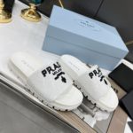 Prada Logo Detailed Sequin Slides White For Women 1.4in/35mm PRD