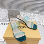 Fendi First Dark Green Transparent Medium-Heeled Sandals For Women
