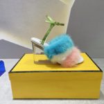 Fendi First Pink/Blue Mink High-Heeled Sandals For Women 8X8275AI12F1H01