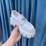 Prada Monolith Brushed Loafers White For Women 2.4in/60mm PRD 2DE129_B4L_F0009