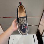 Gucci Men's GG Supreme Slip-On With Wolf Printed Black And Gray For Men 497105 9JB10 8960