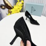 Prada Satin Slingback Pumps With Crystals Black For Women 2.2in/55mm PRD