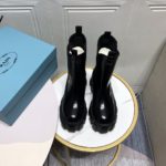 Prada Monolith Brushed Boots Shiny Black For Women 2.2in/55mm PRD