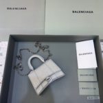 Balenciaga Hourglass Mini Handbag With Chain In Grey, For Women, Women's Bags 4.7in/12cm