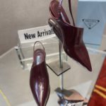 Prada Brushed Slingback Pumps Burgundy For Women 2.6in/65mm PRD