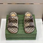 Gucci Men's Slide Sandal With Straps Beige And Ebony For Men 658020 2HK60 9791