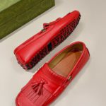 Gucci Men's Loafer With Driver Interlocking G Red For Men 624699
