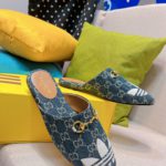 Gucci x Adidas Women's GG Trefoil Slipper Blue For Women GG