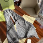 Gucci GG Lamé Lacquard Stole Scarf Grey 71in/180cm