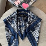 Dior Toile de Jouy Carnivora 90 Square Scarf Blue 35in/90cm