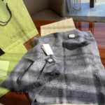 Gucci GG Lamé Lacquard Stole Scarf Grey 71in/180cm