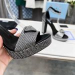 Prada Satin Platform Sandals With Crystals Black For Women 5.3in/135mm PRD 1XP53B_2AWL_F0T7O_F_135