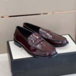 Gucci Men's GG Embossed Loafers Horsebit Dark Brown For Men 699501