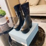 Prada Logo Platform Boots Black For Women 2.9in/7.5cm PRD 1wp148f070_f0002