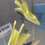 Prada Brushed Slingback Pumps Yellow For Women 2.6in/65mm PRD