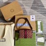 Gucci Ophidia Mini GG Bag Beige And Burgundy GG Supreme Canvas For Women  7in/17.5cm GG 517350-9Y9MS-9864