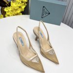 Prada Mesh Fabric Slingback Pumps Beige For Women PRD 1I828M_099_F0F24_F_045