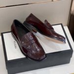 Gucci Men's GG Embossed Loafers Horsebit Dark Brown For Men 699501