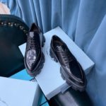 Prada Monolith Brushed Lace-Up Shoes Black For Women 2.4in/60mm PRD
