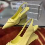 Prada Brushed Slingback Pumps Yellow For Women 2.6in/65mm PRD