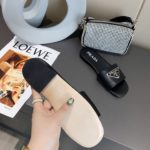 Prada Saffiano Slides Black For Women 0.4in/10mm PRD 1XX627_053_F0002_F_010