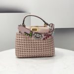 Fendi Peekaboo Mini Pale Pink Braided Bag For Woman 18cm/7in
