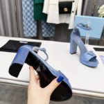 Prada Satin Platform Sandals With Crystals Blue For Women 5.3in/135mm PRD