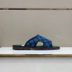 Gucci Men's GG Supreme Slide Sandal Blue And Green For Men ‎624879