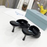 Prada Satin Heeled Sandals With Crystals Black For Women 2.55in/65mm PRD 1XX608_2AWL_F0002_F_065