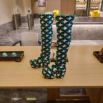 Prada High Boots With Jacquard Embroidery Blue/White For Women PRD