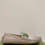 Gucci Men's Horsebit Driver With Web Distressed Beige For Men 624698 1XH10