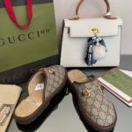 Gucci Men's GG Slipper With Horsebit Gray For Men GG Shoes 694249