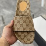 Gucci Men's Beige & Brown-GG Slide Sandals For Men 624695 H6320 9763