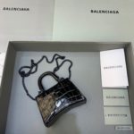 Balenciaga Hourglass Mini Handbag With Chain In Black, For Women, Women's Bags 4.7in/12cm