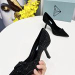 Prada Satin Slingback Pumps With Crystals Black For Women 2.2in/55mm PRD