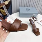 Prada Quilted Nappa Sandals Brown For Women 2.6in/65mm PRD
