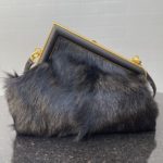 Fendi First Small Black Fox Fur Bag For Woman 26cm/10in