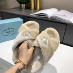 Prada Shearling Sandals Beige For Women 0.8in/20mm PRD 1XX600_173_F0379_F_ZF20
